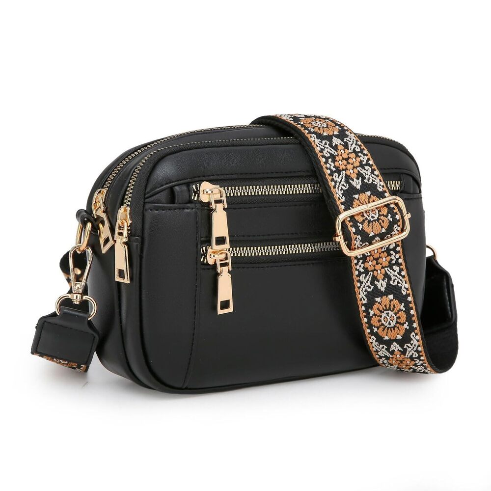7846 Crossbody Purse Vegan Leather Shoulder Purse Multi Pocket Shoulder Bag